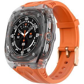 Delidigi Rugged Band و Clear Clear Case متوافق مع Samsung Galaxy Watch Ultra 47mm ، Galaxy Watch Ultra Band مع غطاء مصد الحالة الواقي