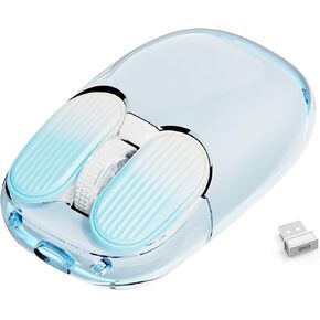 A.JAZZ I069 2.4GHz Wireless Gaming Mouse,Portable Fully Transparent Mice,RGB Backlight Rechargeable Silent Mouse,3 Level Adjustable DPI,Cute Design Mice for Laptop/PC/Mac(White)