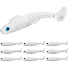 10 Pieces Bass Swimbaits Soft Plastic, 2.6 Inch Paddle Tail Swimbaits Soft Plastic Fishing Lures, Lifelike Drop Shot Lures Bass Baits Shad Baits for Saltwater Freshwater, Bass, Trout, Walleye