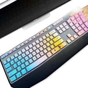 Keyboard Cover Silicone for Logitech MK345, Keyboard Cover for Logitech MK345 Ergonomic Wireless Keyboards, Waterproof Dustproof Keyboard Skin Ultra-Thin Easy to Clean (Dazzle Color)