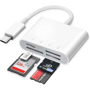 USB C SD Card Reader for 15/iPad/MacBook/iMac, 4 Slots Type C Reader Supports SD/Micro SD/CF Compact Flash Memory Card Adapter, Trail Camera Viewer Plug and Play