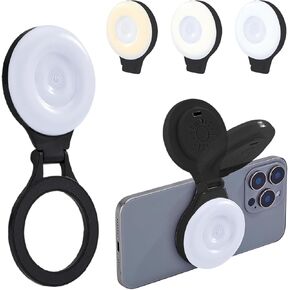 CCSmall Magnetic Selfie Light for MagSafe iPhone, Adjusted 3 Light Modes 180° Flip Ring Light for Makeup, Video, TikTok, Vlog, Travel Photography, Compatible with iPhone and Android Black