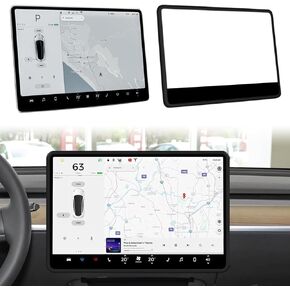 Screen Edge Protector Frame for Tesla Model 3 (2017-2023) Model Y (2020-2024), Silicone Screen Edge Protector Bumper Center Console Decoration for Tesla Interior Accessories (Black)