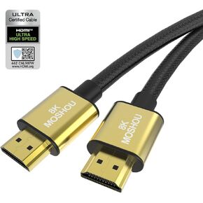 HDMI Cable 2.1 4K@120Hz Certification 48Gbps 12 Feet,Ultra High Speed 8K HDMI Cable Nylon Gold-plated interface Supports 1440p 144hz HDMI,8K@60Hz,ALLM,VRR,HDR,eARC,DTS,For PS5,XBox,RTX3090(12 Feet)