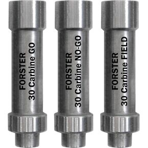 Forster Products 30 Carbine GO, NO-GO, & Field Headspace Gauge Set, SAAMI Dimensioned, Rimless, Hardened Steel, Precision Ground