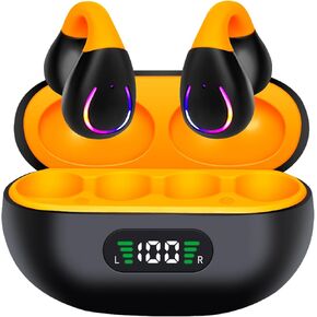 Open Ear Earphones, Open-Ear Headphones,Ultra Comfort Open Ear Clip Ear Buds, Open-Ear Wireless Headsets with LED Display, Sport Clip on Earbuds IPX5 Waterproof, 42Hrs Playtime, Bluetooth 5.3