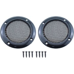 RLECS 2PCS 66mm Outer Diameter Black Speaker Mesh Cover Speaker Protective Cover for Speaker DIY Decorative Ring Accessory with Screw for Home Speaker Computer Speaker Subwoofers and Car Stereos