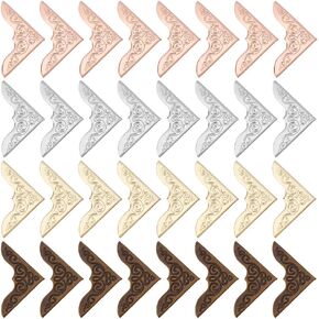 PH PandaHall 160pcs 4 Colors Metal Book Corner Protector, Book Cover Corner Protectors Guard Edge Cover Vintage Book Scrapbooking Protector for Journals Paperbacks Jewelry Boxes Album Photo Angle Book