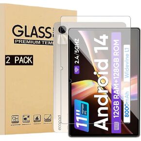 [NSFN] For ECOPAD E20/UJJ U7/Relndoo P80/Suicoey P80 Glass Film,Android 14 Tablet 11 Inch Glass Film, LCD Protective Glass Film, 9H Hardness, Ultra-Thin, High Transmittance, Automatic Adhesion, Scratch Prevention, 2 Pack
