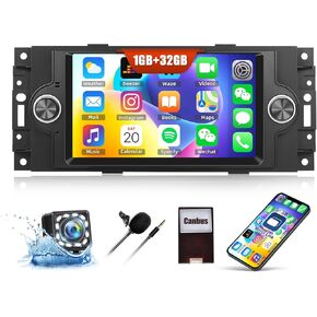 1G+32G Car Radio Stereo for Dodge Ram 1500 2500 3500 Durango Charger Jeep Grand Cherokee Compass Chrysler 300 Android 13 Car Stereo Touch Screen Head Unit with GPS Bluetooth Mirror Link Backup Camera