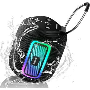 Portable Bluetooth Speaker with Lights, IPX5 Waterproof Bluetooth Speaker, 10W Loud Stereo Sound, Bluetooth 5.3 Wireless Speaker 15H Playtime, TWS Paring for Home Outdoor