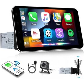 [Upgrade Wireless] Single Din Car Stereo with Wireless Carplay Android Auto, 9" HD Touchscreen Car Radio Bluetooth 5.0, Magnetic Phone Holders, AM/FM/RDS, USB/Tpye C/TF Port, Mirror Link+Backup Camera