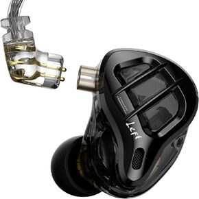 KZ ZAR in-Ear Monitors Headphones 7BA+1DD Hybrid Drivers IEM Earphones,HiFi in-Ear Wired Earphones with 2Pin Detachable Silver-Plated Cable for Singers Drummer Musician (Without Mic,Black)