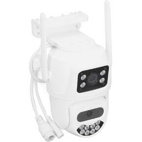 Marhynchus Cameras Cameras Outdoor 2K Cameras Dual Lens Cameras للأمن المنزلي خارج 360 ° PTZ WiFi Camera Camera مقاومة للماء ، والكشف عن الحركة للحيوانات الأليفة البيضاء ، ومكالمة واحدة ، واللون