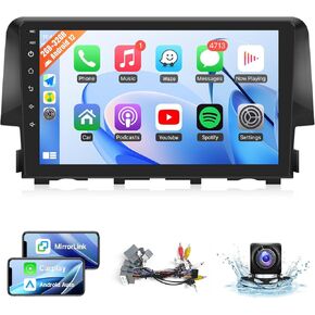 Naifay Car Stereo for Honda Civic 2016 2017 2018 2019 2020 2021 Wireless Carplay Android Auto, 9 inch IPS Touch Screen for Civic Car Radio Bluetooth FM Audio Receivers GPS WiFi SWC Backup Camera