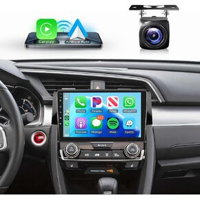 8 Core 6+128G Android Car Radio Car Stereo for Honda Civic 2016-2021 with Wireless Carplay Android Auto, 9’’ Touch Screen Head Unit with Mirror Link GPS WIFI Bluetooth FM/RDS DSP AHD Backup Camera SWC