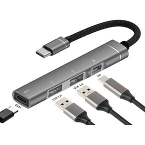 4 Ports USB C Hub, USB Port Extender for MacBook Pro, USB C Hub with USB C Data Port, 2*USB Ports & 1 * 5W USB C Port, USB C to USB A Hub for Mac, iPad Pro, Laptop, iPhone 15, etc