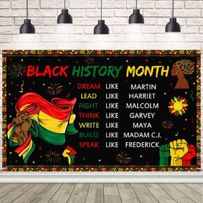 Black History Month Backdrop Black History Month Banner African American National Holiday Bulletin Board Decorations for Classroom Home Celebration Party Supplies 70.8 x 43.3 inch