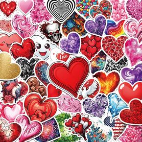 100 Pack Heart Stickers (Large Size), I Love You Decal for Laptop, Phone, Car, Water Bottle