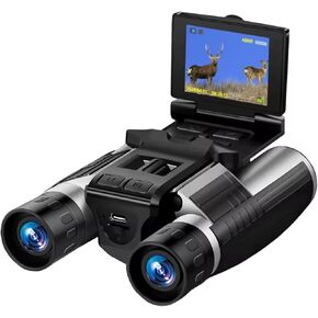 12x32 Binoculars with HD Digital Camera, Digital Binoculars, 2.4 Inch Color Display 2.5K 48MP Video Photo Recorder for Bird Watching Travel 8X Digital Zoom
