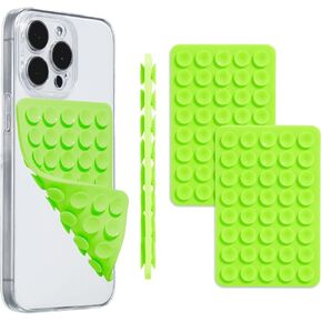Silicone Suction Cup Phone Mount Double Sided Sticky Phone Grip Backside Sucker for iPhone Android Hippers Grippy Strong Cell Phone Case Accessory Stuff Mirror Stick On (2PCS Light Pink)