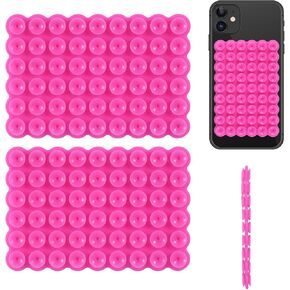 BOXOB 2pcs Suction Cup Phone Mount, Silicone Double Sided Suction Phone Holder Practical Sticky Suction Phone Case Sticky Phone Grip for iPhone and Android (Rose Red)