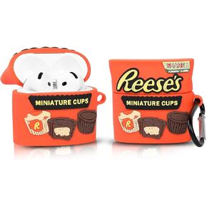 Compatible with Apple Airpods 4 Case Protective Funny Cute Cartoon Slim Candy Cover with Keychain (Reeses)