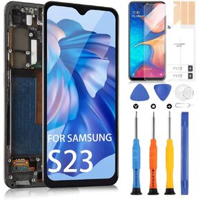 Screen Replacement for Samsung Galaxy S23 5G LCD Display for Samsung S23 5G Screen Touch Digitizer SM-S911B SM-S911E SM-S911U Assembly with Repair Tools(Black with Frame,Incell)