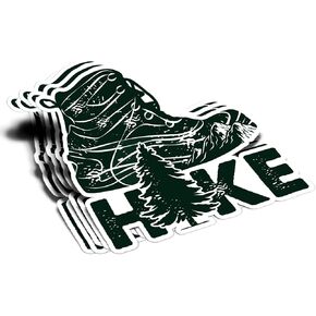 (5Pcs) Boots Hiking Sticker Camping Mountain Adventure Travel Hike Wander Decal Waterproof Vinyl Stickers Adult for Laptop Kindle Car Tumbler Water Bottle Mug Phone Journal Helmet Bike - Size 3"x3"
