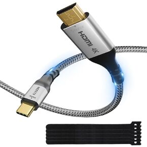 Elecan HDMI to USB-C Adapter Cable 4 Ft 4K@60Hz 2K 1080P, No USB Power Needed High Speed Uni-Directional HDMI Input to Type C Converter, Braided for Touch,PS5,Xbox,Mac,Portable Monitor,VR/XR/AR+Ties