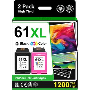 61XL Ink Cartridges Black Color Combo Pack, Compatible for HP Ink 61, Compatible for Envy 4500 5530 4502 5535 Compatible for Officejet 4630 4635 Compatible for Deskjet 1000 1510 1512 2540 Printer