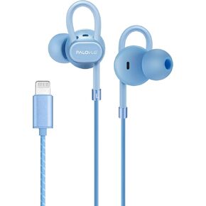 PALOVUE Lightning Headphones Earbuds Earphones with Microphone Controller MFi Certified Noise Isolation Compatible iPhone 14 13 12 11 Pro Max iPhone X XS Max XR iPhone 8 P iPhone 7 P NeoFlowColor Blue
