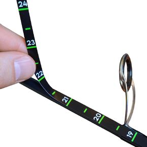 Fishing Pole Measuring Tape Sticker, 24 Inch Ruler Decal to attach to Fishing Rod (2 Pack), Black, UV-RESISTANT, Sticks to Boat, Truck, Rod, Kayak-Paddle, High Visibility Numbers, WATERPROOF