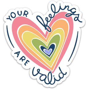 (3PCs) Your Feelings are Valid Sticker, Colorful Heart Mental Health Awareness Waterproof Vinyl Stickers for Laptop Water Bottle Tumbler Phone, Self Care Decals for Adults Teens (3 Inches)