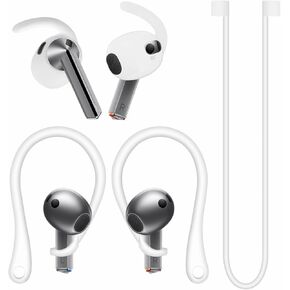 Galaxy Buds 3 Anti-Slip Kit Replacement Ear Hooks Sport Ear Tips Non-Slip Silicone Eartips and Covers Gel Wings Ergonomic Design Strap Compatible with Samsung Galaxy Buds 3 White