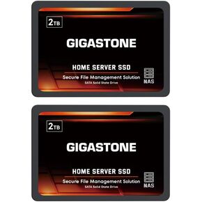 Gigastone Home Server SSD 2TB NAS SSD Drive Cache (2-Pack) 24/7 Durable TLC High Endurance Personal Cloud Data Sync Network Attached Storage RAID 3D NAND 2.5" SATA Internal Solid State Hard Drives