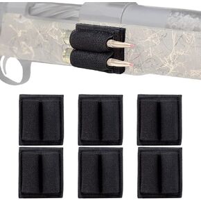 6 PCS 2 Rounds Bullet Holder, Ammo Holder, 223 308 30-06 Cartridge Reloader, Gun Shell Stock Pouch with Adhesive Backing Sticker for Rifle, Shooting, Hunting Accessories