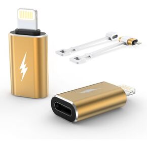 TechMatte USB C Type C to Lightning Adapter [2 Pack] 12W Charging Compatible for iPhone 14 & Previous Models iPad iPod AirPods, Not for Headphones/OTG Android Anti-Lost Holder, Light Yellow