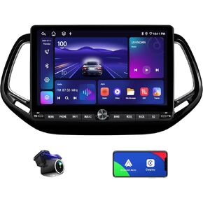 Android 12 Car Stereo Upgrade Radio for Jeep Compass 2017-2020 Replacement Installation Kit DSP Auto Stereo (4GB+64GB) Wireless CarPlay GPS Navigation