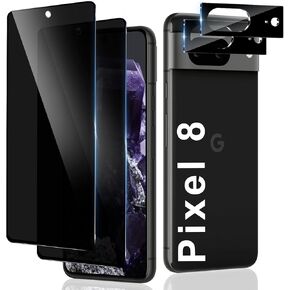 LYWHL 2 pack Google Pixel 8 Privacy Screen Protector with 2 pack Camera Lens Protector, Anti Spy Easy Installation Tempered Glass for Google Pixel 8 Case Friendly Anti Scratch Bubble Free