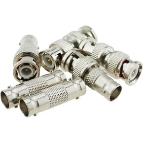 6PCS 31.7mm Silver BNC Adapter Kit BNC Male to Male Male to Female Female to Female RF Coaxial Connectors for CCTV Surveillance Cameras and Radio
