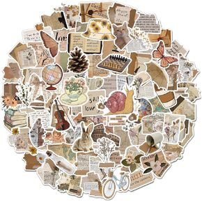 210Pcs Vintage Stickers, Aesthetic Waterproof Vinyl Stickers Packs for Laptop, Scrapbook, Journaling, Kindle, Water Bottles, Planner, Computer, Retro Stickers for Adults Teens