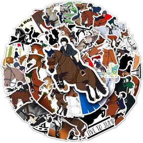 50 Packs Horse Riding Stickers Water Bottles Laptop Phone Computer Guitar Skateboard Horse Equestrian Horsemanship Vinyl Sticker Waterproof Aesthetic Trendy Decals for Teens Girls Adults