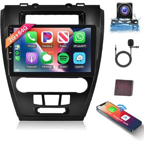 2+64G Android Car Stereo for Ford Fusion Mondeo Mustang 2009-2012 with Wireless Carplay Android Auto Car Radio, 10.1'' Head Unit TouchScreen with Bluetooth WIFI GPS Mirror Link FM EQ Backup Camera SWC