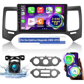 [2 + 64g] لراديو Kia Optima/Magentis 2008-2010 Android Car مع Carplay اللاسلكي و Android Auto - Careo 9 بوصة شاشة تعمل باللمس - DSP/متعددة UI/WiFi/GPS/SWC + AHD كاميرا احتياطية