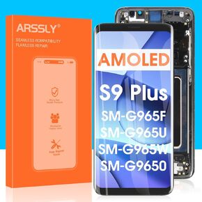 AMOLED for Samsung Galaxy S9 Plus G965 Screen Replacement - for Galaxy S9 Plus LCD Dispaly Touch Screen for Samsung S9+ / S9 Plus SM-G965U G965A G965W LCD Digitizer Glass Assembly with Frame (Black)