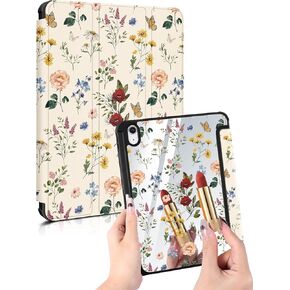 Buleens for iPad 10th Generation Case 10.9 Inch 2022 - Case for iPad 10th Gen with Pen Pent Tuto Wake/Sleep Trifold Funda Para for Apple 10th Gen A2696 A2757 A2777 ، Fintage Flower