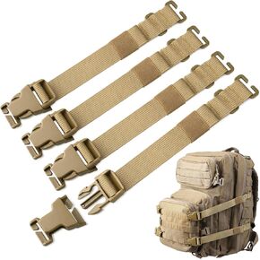 Molle Backpack Straps Tactical Rush Tier System Molle Attachment for Tactical Military Backpack Plate Carrier Gear Accessories Compression Fastening Strap Pack Attachment Strap with Buckle