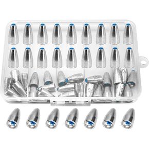 50pcs رصاصة الصيد الأوزان الأوزان المدمجة في بلاستيك تكساس تلاعب Carolina التثقيب لصيد الجهير 1/8oz إلى 3/8oz