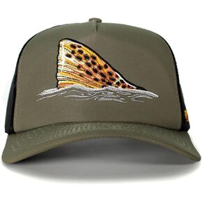 Paramount Outdoors Brown Trout Fin Mesh Back Fly Fishing Trucker Hat for Men